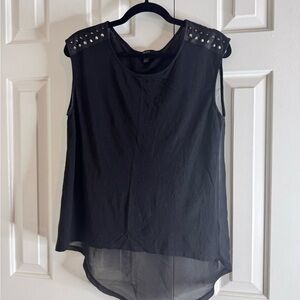 Women’s Black Sleeveless Studded Shear Hem Top Size Medium